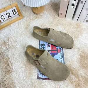 Sabots à semelles en liège, style décontracté, bout fermé, demi-sandales plates, Bostones, style vintage, chaussures de créateur allemandes avec logo - Product Image 2