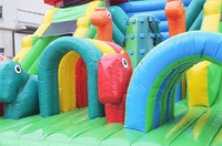 Château gonflable à thème girafe de safari populaire en Europe, toboggan gonflable pour enfants, matériau PVC 0,55 mm, capacité 500 kg, souffleur facile