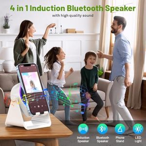 Soporte de Altavoz Inalámbrico por Inducción con Amplificador de Sonido Estéreo, Luz RGB, Soporte Ajustable para Teléfono, Compatible con Teléfonos y Tablets - Product Image 2
