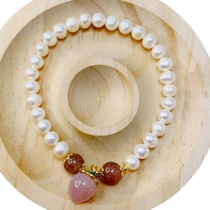 Freshwater Pearl Four Leaf Clover <b>Bracelet</b> Gold Plated <b>Red</b> Inlay Gift Jewelry For Women Fashion Beaded <b>Bracelets</b> - Product Image 5