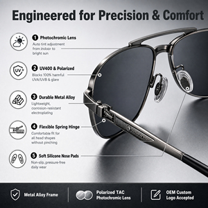 High Quality Custom Metal Polarized <strong>Night</strong> Vision <strong>Glasses</strong> Dark <strong>Driving</strong> <strong>Glasses</strong> Photochromic Sunglasses for Day and <strong>Night</strong> - Product Image 2