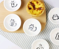 Petit plat en céramique de style japonais avec motif de dessin animé pour chat Assiette jetable pour sauce et vinaigre pour fêtes pour chats