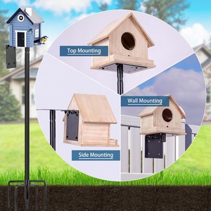 Birdhouse Stand Metal Bracket Outdoor Garden Stake Mounting Support Rod for Bird Feeder - Product Image 1