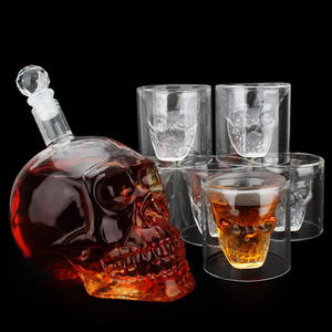 Bán Buôn Tùy chỉnh-Thực hiện 15.8Cm Cao Thủy Tinh Thủ Công Hộp Sọ Hình Bộ Rượu Vang Bao Gồm Hộp Sọ Ly Rượu Whisky Chai Phong Cách Mỹ - Product Image 6