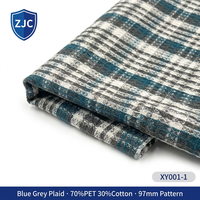 Tissu tissé à carreaux robuste T/C 70/30, motif à grands carreaux de 97 mm, certifié GRS, haute ténacité, 150 GSM, poids moyen, pour vêtements et usage domestique