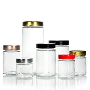 China Supplier wholesale Custom 45ml 730ml Clear Empty glass jars and bottles luxury glass food storage Honey Jar