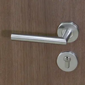 High Modern European Style Stainless Steel 304 Bedroom Door Lever Handle Satin Black Gold Interior Lock Wooden Door Building