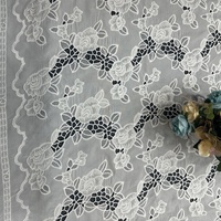 Tissu de dentelle extensible en polyester floral personnalisé, dernier modèle, avec broderie ajourée au laser pour vêtements de boutique de mariage