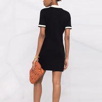 2023 nouveau modal ou coton femmes chandails robe couleur unie été tourner avec bouton noir robes décontractées col rabattu dame