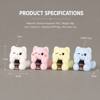 Jouet Squishy Chat Qui Cligne des Yeux et Tient une Tasse de Café à Montée Lente, Adorable Chaton Anti-Stress, Jouet Sensoriel à Presser, Décoration de Bureau et Cadeau de Fête