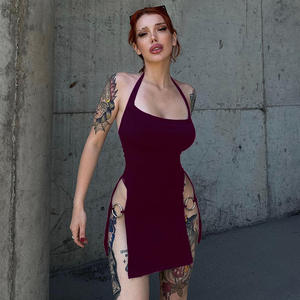 Vestido Mini Sexy con Espalda Descubierta King Mcgreen Star, Estilo Gótico, Aberturas Laterales, Estilo Punk Y2K, Vestido Halter con Aberturas, Estilo Grunge con Anillo en O para Mujer, para la Noche - Product Image 3