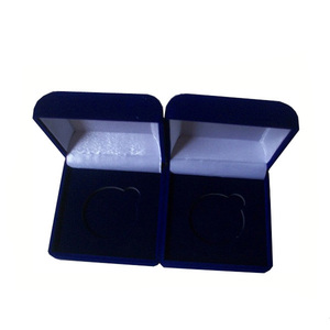 De <span class=keywords><strong>precio</strong></span> barato flocado solo azul conmemorativa cuadrado de terciopelo caja de moneda - Product Image 4