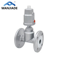 Katup Pneumatik Sudut Vertikal WanJiaDe DN15-DN65 Baja Tahan Karat 304 dengan Seal PTFE untuk Kontrol Air 0-1.6MPa Suhu Tinggi
