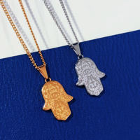 Bijoux en acier inoxydable de haute couture fabricant d'accessoires religieux Hamsa main collier 18k plaqué or bijoux personnalisés