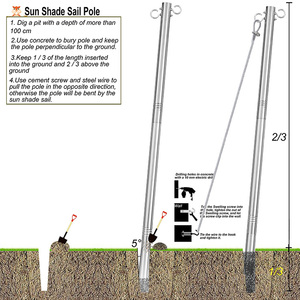 JH-Mech resistente alla ruggine 2.4 pollici di diametro esterno in metallo <span class=keywords><strong>per</strong></span> giardino Patio cortile leggero in acciaio inossidabile parasole palo <span class=keywords><strong>per</strong></span> vela - Product Image 5
