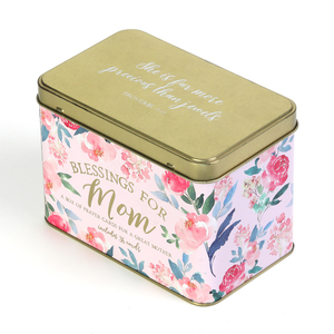 Custom High Quality Double Side Printed Rectangular Recipe Tin box Luxury Greeting Card Set Packing Box For Recipe With Dividers
