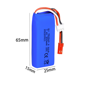 แบตเตอรี่ลิเธียมโพลิเมอร์แบบชาร์จได้ 7.4V 900mAh จากโรงงานโดยตรง สำหรับของเล่นเฮลิคอปเตอร์เด็ก โดรนบังคับวิทยุ และเครื่องบิน - Product Image 1