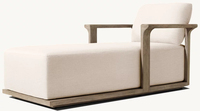 Ensemble de canapés d'extérieur en teck toutes saisons, chaises longues confortables pour jardin, sièges de patio en bois avec coussins moelleux pour terrasse d'hôtel