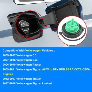 Bouchon de réservoir de carburant 8K0201550N pour Volkswagen CC Passat, couvercle intérieur en plastique avec insert de buse verte - Product Image 4