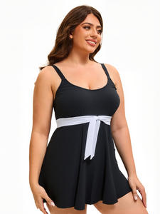 Traje de baño deportivo con diseño de espalda recortada con estampado de patrón sólido elegante para mujer europea americana, ropa de playa Sexy de una pieza - Product Image 4