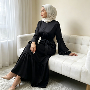 Big Discount 2024 High Quality Satin Muslim Abaya <b>Dress</b> with Diamond Flare Sleeve Summer Islamic <b>Long</b> <b>Dress</b> (6789) - Product Image 4