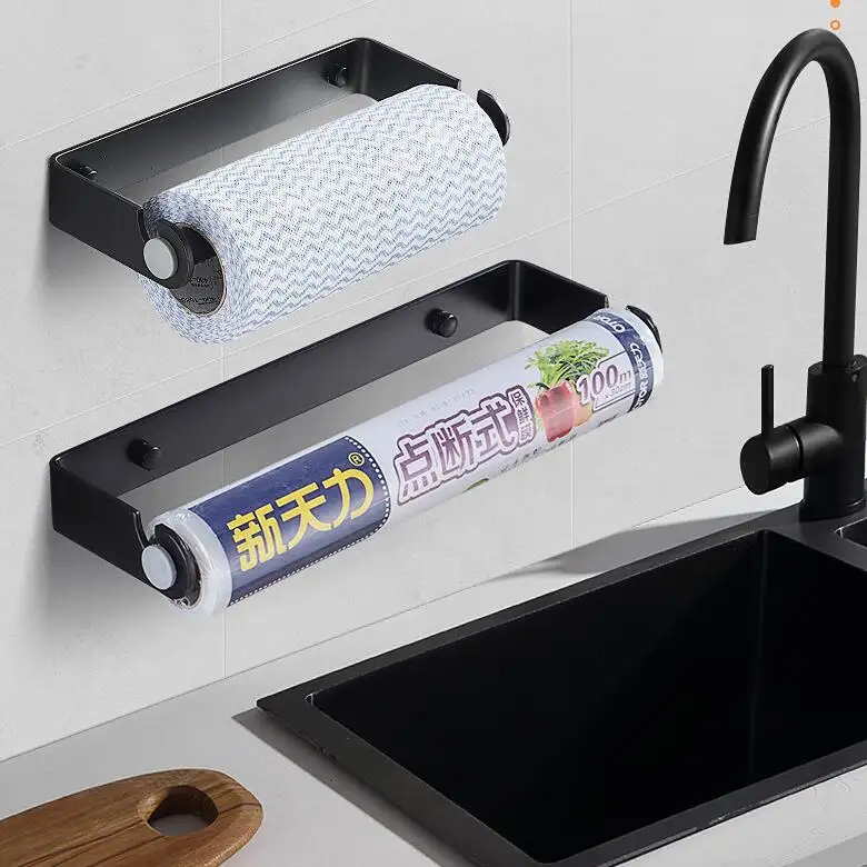 Kitchen Wall Mounted With Adhesive Under Cabinet Aluminum holder for foil paper roll dispenser