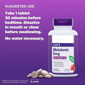 OEM 100% Melatonina masticable sin medicamentos 60 tabletas para conciliar el sueño más rápido Suplemento sanitario con sabor a fresa - Product Image 4