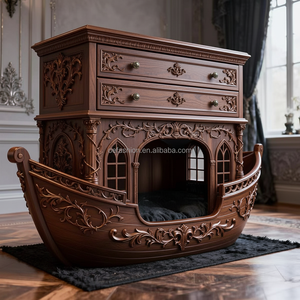 Lit pour chien en bois massif vert émeraude OE-FASHION, mobilier pour animaux <span class=keywords><strong>de</strong></span> compagnie vert forêt <span class=keywords><strong>de</strong></span> luxe, table <span class=keywords><strong>de</strong></span> chevet avec <span class=keywords><strong>rangement</strong></span> - Product Image 6