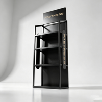 Exhibidor Moderno de 4 Estantes para Comercios, Soporte de Exhibición Metálico, Tamaño Personalizado, Logotipo Personalizado, Negro, Rojo, Amarillo, Exhibición para Tiendas