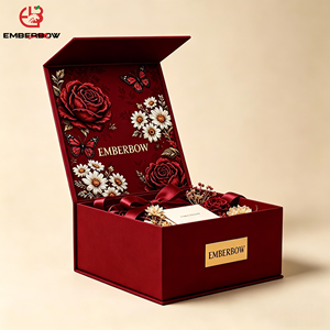Luxury Rose <b>Red</b> Magnetic Folding <b>Gift</b> <b>Box</b> Matte Rigid Cardboard Empty Packaging <b>Box</b> With Custom Logo - Product Image 1