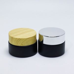 Tarros de Vidrio Negro Mate para Crema Facial Cosmética de 5/10/15/20/30/50/100G con Tapa de Plástico/Madera, Disponibles al por Mayor - Product Image 5