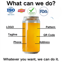 Bouteilles de boisson en PET de qualité alimentaire en gros, avec logo personnalisé, transparentes, avec couvercle en aluminium à ouverture facile pour jus et boissons énergisantes