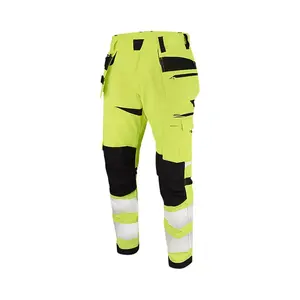 Toptan tulum Hi Vis yansıtıcı koruyucu çok cepler güvenlik pantolon yol işçi üniforması