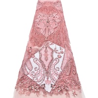 Nouveau Tissu de Luxe Africain en Tulle et Velours Brodé de Perles, Dentelle en Velours et Maille pour Robes de Mariée 2026
