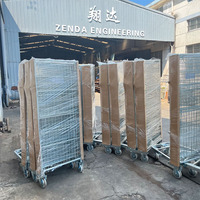 Chariot à roulettes ZENDA personnalisé, sécurisé, détachable, durable, en treillis métallique robuste à 4 côtés, capacité de 500 kg, pour entrepôt