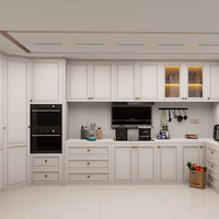 Set Perabot Dapur Kayu Modular Modern dengan Kabinet PVC Ramah Lingkungan, Pulau Dapur Mewah dan Wastafel