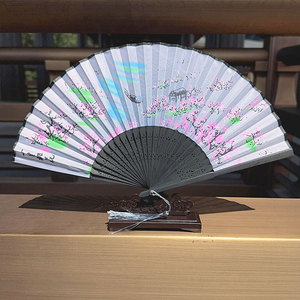 Éventail pliant artisanal <span class=keywords><strong>en</strong></span> <span class=keywords><strong>bambou</strong></span> avec logo personnalisé, écologique, à baleines <span class=keywords><strong>en</strong></span> bois, pour la décoration intérieure et les événements de mariage et de fête - Product Image 2