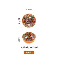 Ensemble de bols et d'assiettes en céramique bohème, jetables, pour la maison, pour le riz, les nouilles, la soupe, avec poignée, double oreille, collection de bols de haute valeur