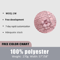 Tissu Tweed Rose Pétale Perlé Design 100 Polyester Tissu Tissus Confortables pour Vêtements