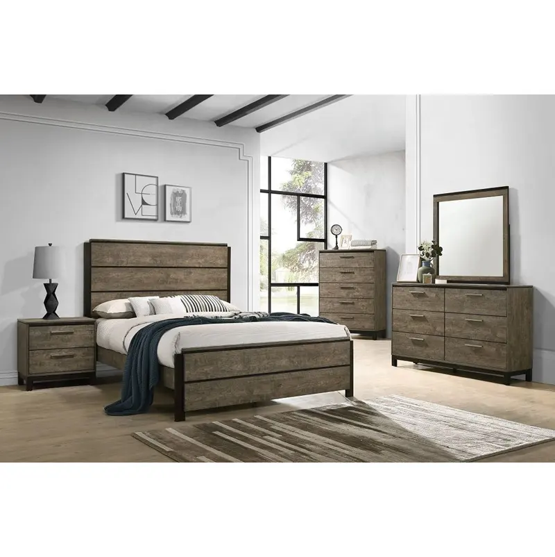 NOVA American Contemporary Style Bedroom Sets Dark Brown Home Furnishings Furniture King Size Master Bedroom Group