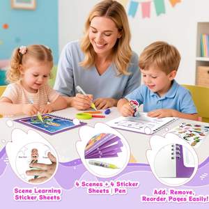 <span class=keywords><strong>Livre</strong></span> de peinture à l'eau magique réutilisable pour les tout-petits avec plus de 110 autocollants et stylo, activités de dessin magiques, livres de coloriage pour les tout-petits - Product Image 4