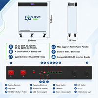 Batería de Litio LiFePO4 de Gran Capacidad, 51.2V, 30kWh, 40kWh, 600Ah, 628Ah, 800Ah, 1000Ah, para Almacenamiento de Energía Solar en el Hogar, 10 Años de Garantía