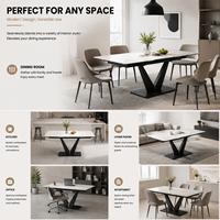 Table à manger carrée moderne extensible en céramique avec pieds en métal, pliable, écologique, capacité supérieure à 10 places