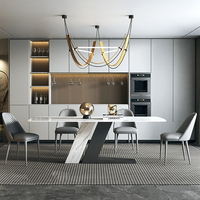 Table à manger et chaise en acier inoxydable minimaliste de luxe léger de style italien
