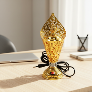 Bruciatore di Incenso Elettrico in Metallo Dorato Stile Dubai, Bellissimo Design Arabo per Bakhoor, Spina AU, per Legno di Sandalo - Product Image 1