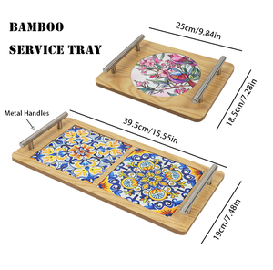 <span class=keywords><strong>Plateau</strong></span> de service en bambou et céramique de forme personnalisée, planche à découper, planche à <span class=keywords><strong>charcuterie</strong></span> et à <span class=keywords><strong>fromage</strong></span> avec poignée pour cadeau - Product Image 5
