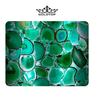 GOLDTOP الفاخرة الخلفية شبه الكريمة الخضراء اليشم العقيق حجر العقيق بلاط الأحجار الكريمة - Product Image 1