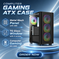 Boîtier d'ordinateur de jeu de taille moyenne TG Glass avec alimentation RGB ATX pour les joueurs PC