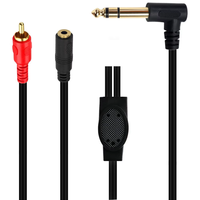 Câble adaptateur RCA mâle coudé à 90 degrés 6,35 mm mono vers double canal 3,5 mm pour microphone, mixeur, amplificateur