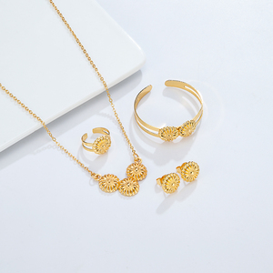 Fábrica al por mayor 3 PCS Niños Set Lindo Collar Brazalete Pendientes Anillo Bebé Niños Chapado en oro Conjunto de joyas - Product Image 6